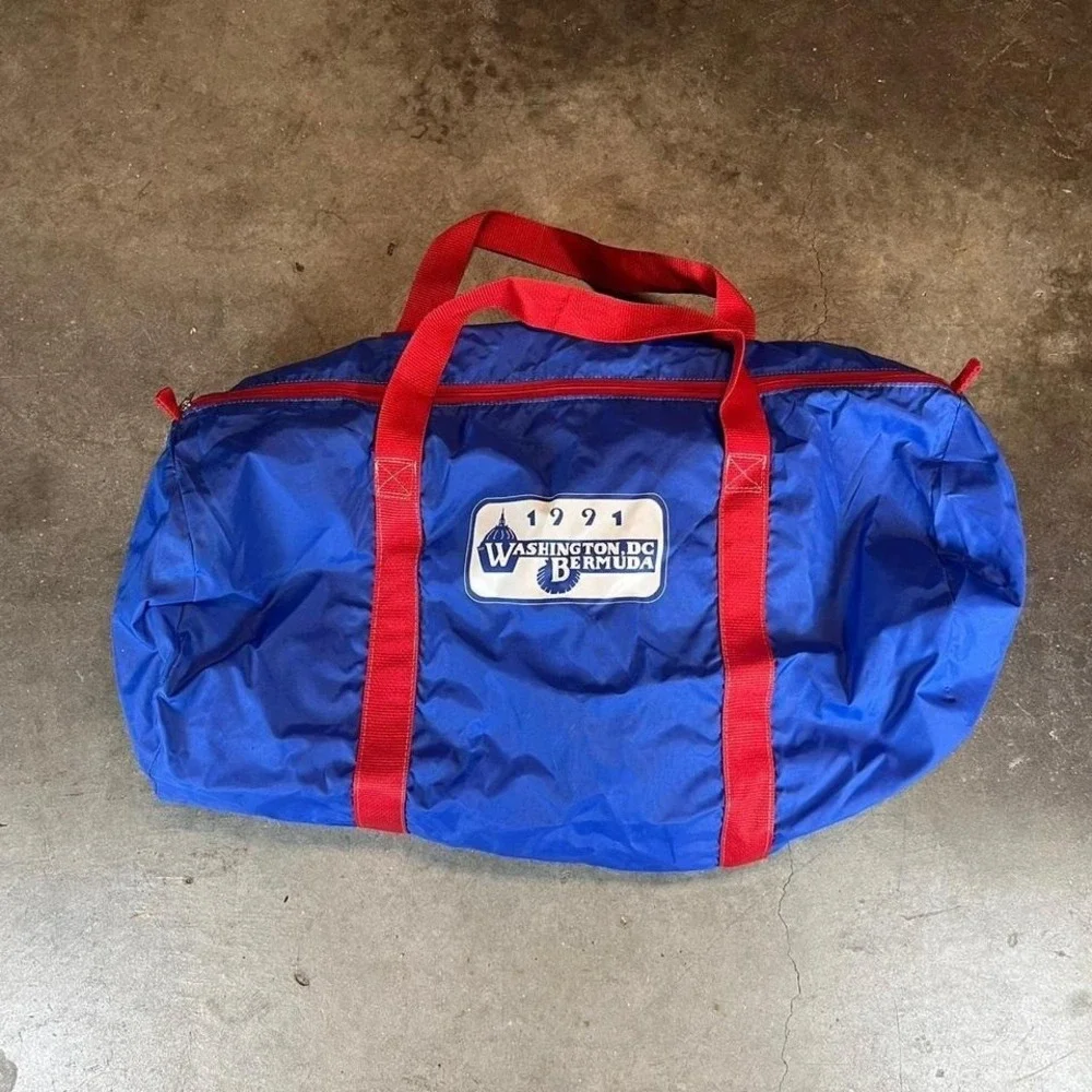 Vintage 90s American National Insurance Company blue duffle bag